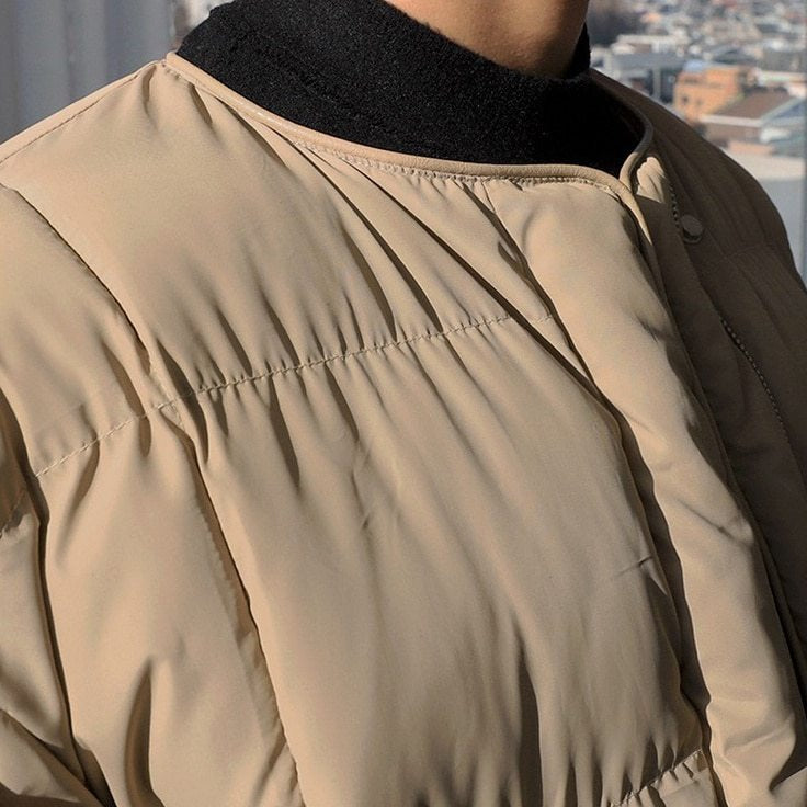 PADDED COLLARLESS PUFFER JACKET - INTOHYPEZONE