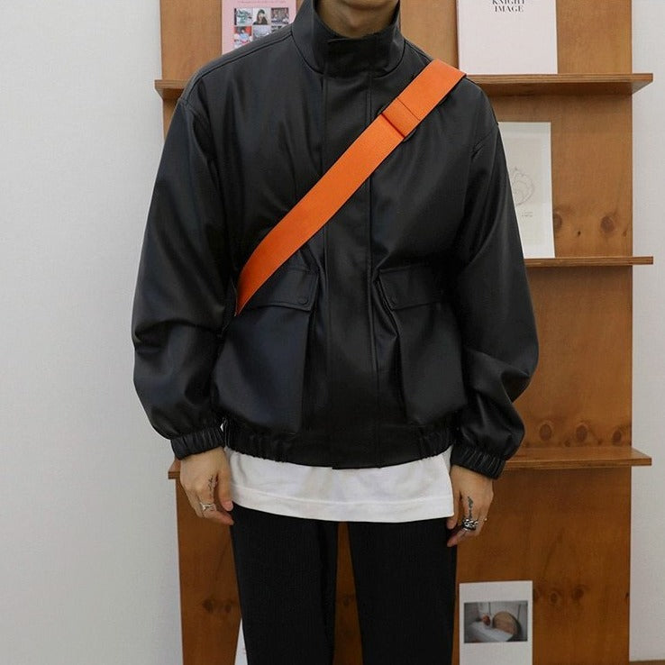 ZIP-UP LEATHER JACKET - INTOHYPEZONE