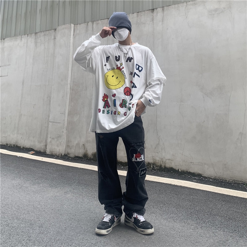 RIPPED PATCHWORK DENIM PANTS - INTOHYPEZONE