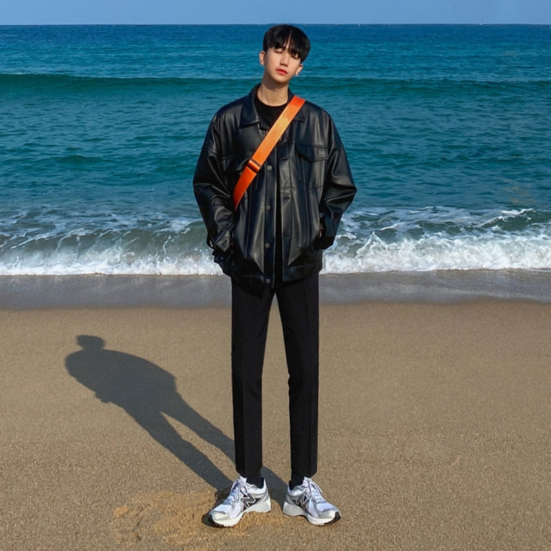 DROP SHOULDER LEATHER JACKET - INTOHYPEZONE