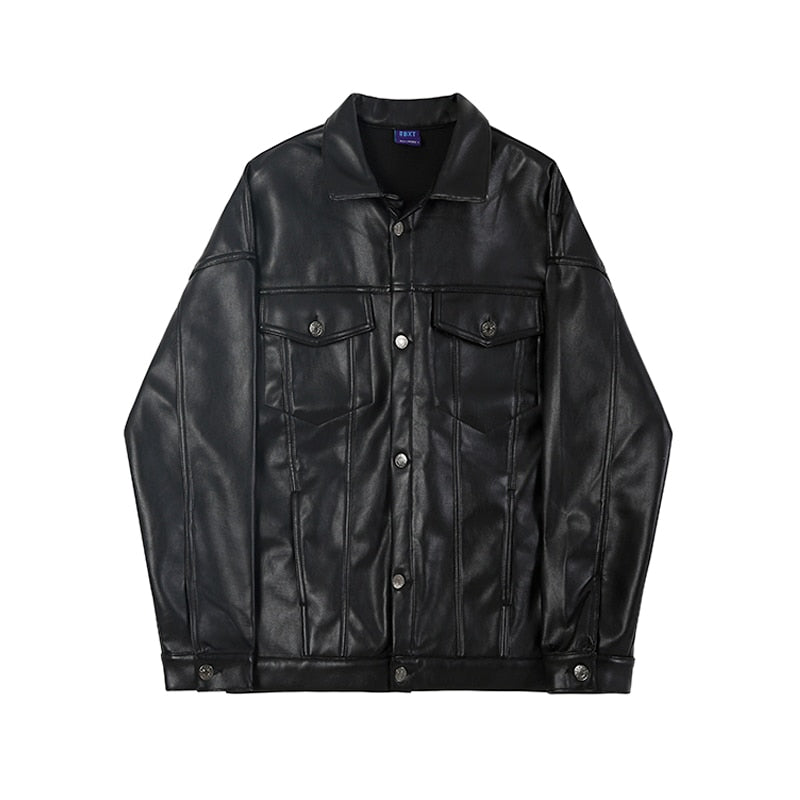 DROP SHOULDER LEATHER JACKET - INTOHYPEZONE