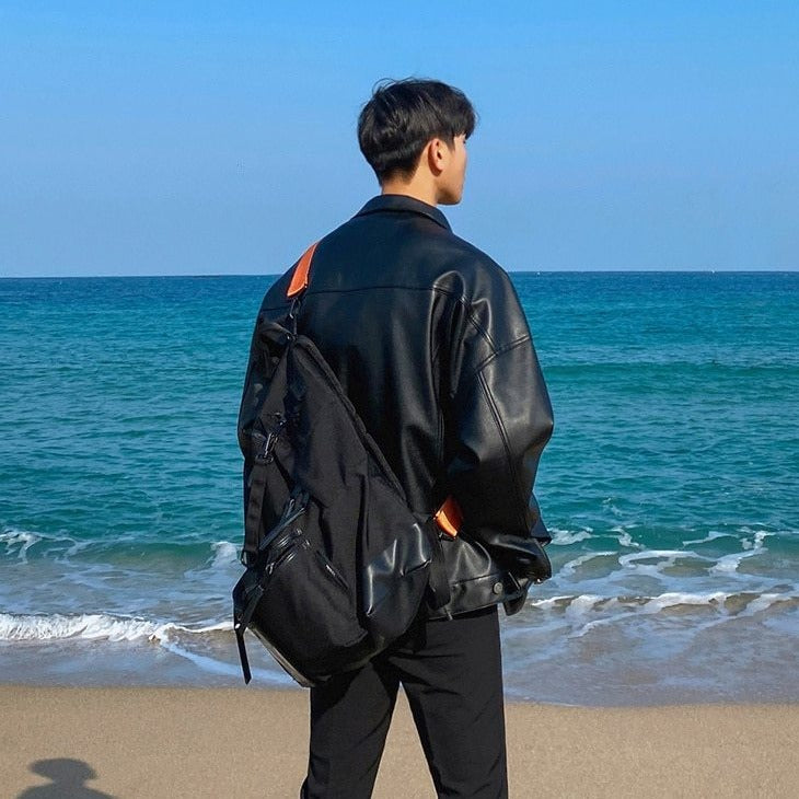 DROP SHOULDER LEATHER JACKET - INTOHYPEZONE