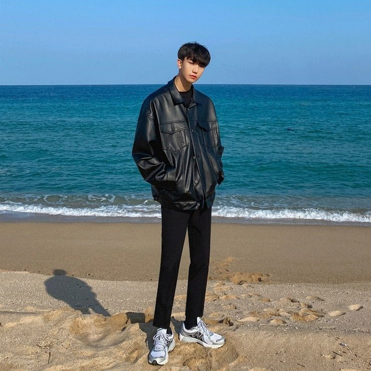 DROP SHOULDER LEATHER JACKET - INTOHYPEZONE
