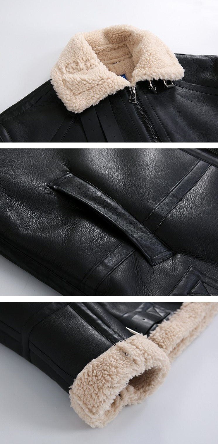 FAUX SHEARLING LEATHER JACKET - INTOHYPEZONE