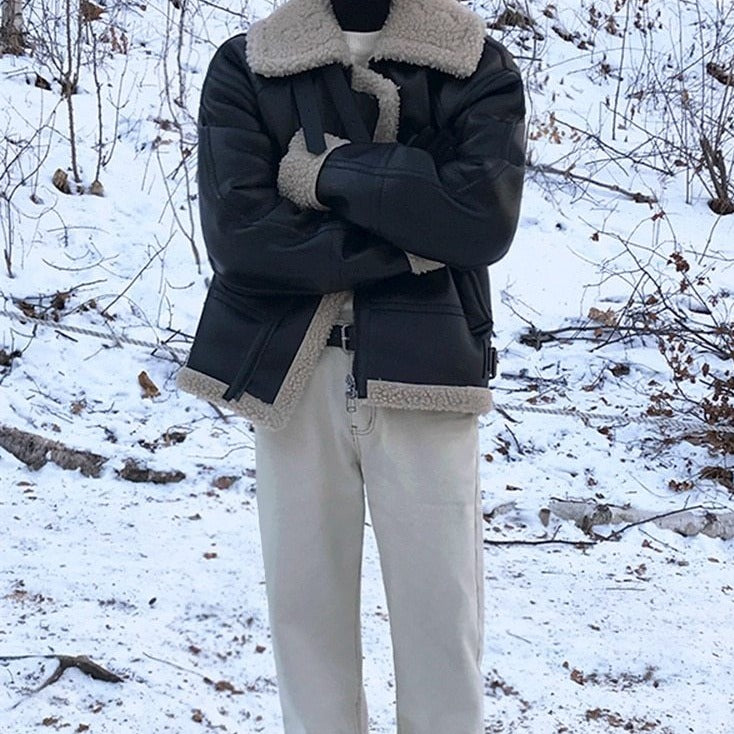 FAUX SHEARLING LEATHER JACKET - INTOHYPEZONE