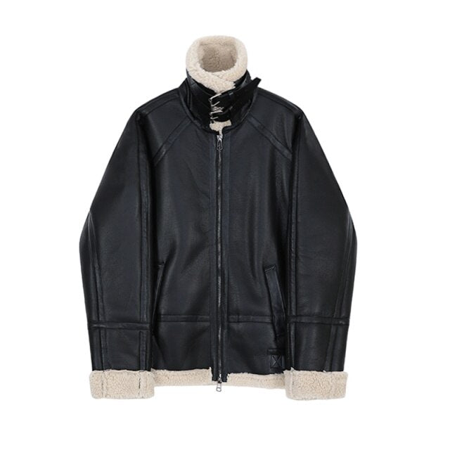 FAUX SHEARLING LEATHER JACKET - INTOHYPEZONE