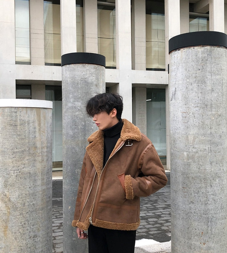 SUEDE SHERPA JACKET - INTOHYPEZONE