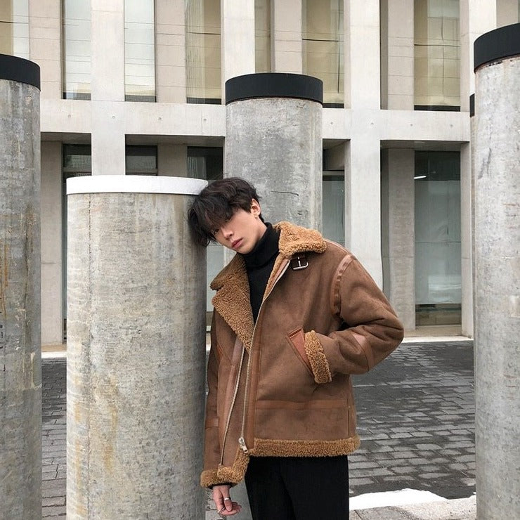 SUEDE SHERPA JACKET - INTOHYPEZONE