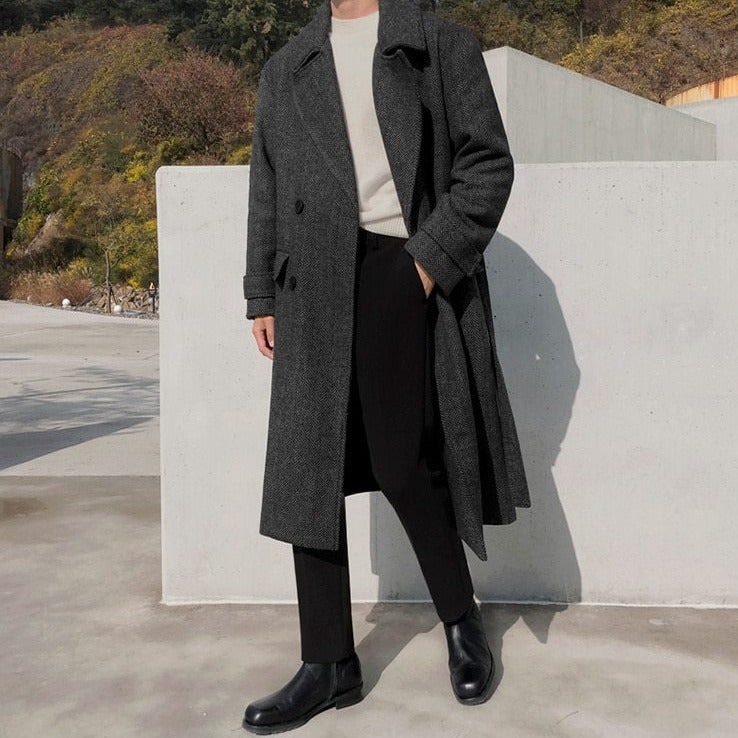 HERRINGBONE TRENCH COAT - INTOHYPEZONE