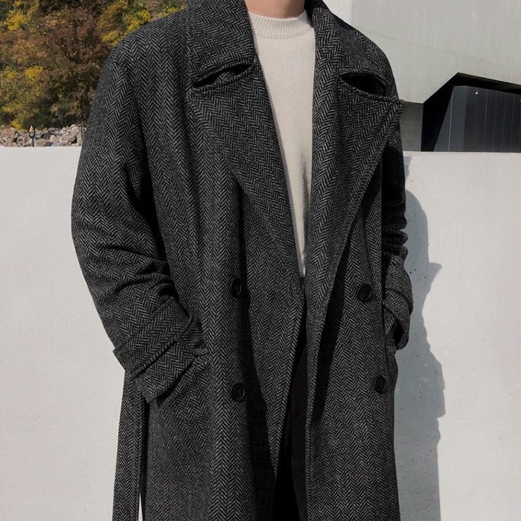 HERRINGBONE TRENCH COAT - INTOHYPEZONE