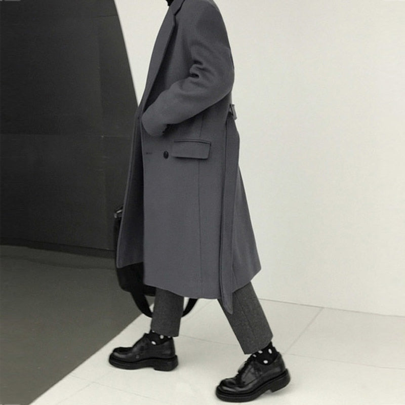 WOOLEN DOUBLE BREASTED TRENCH COAT - INTOHYPEZONE
