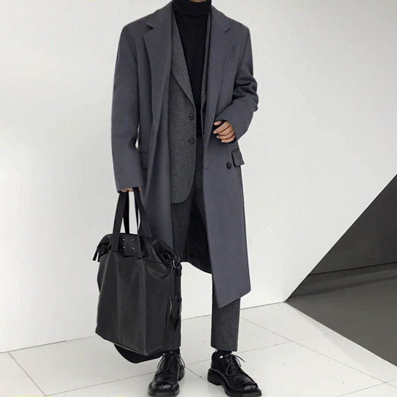 WOOLEN DOUBLE BREASTED TRENCH COAT - INTOHYPEZONE