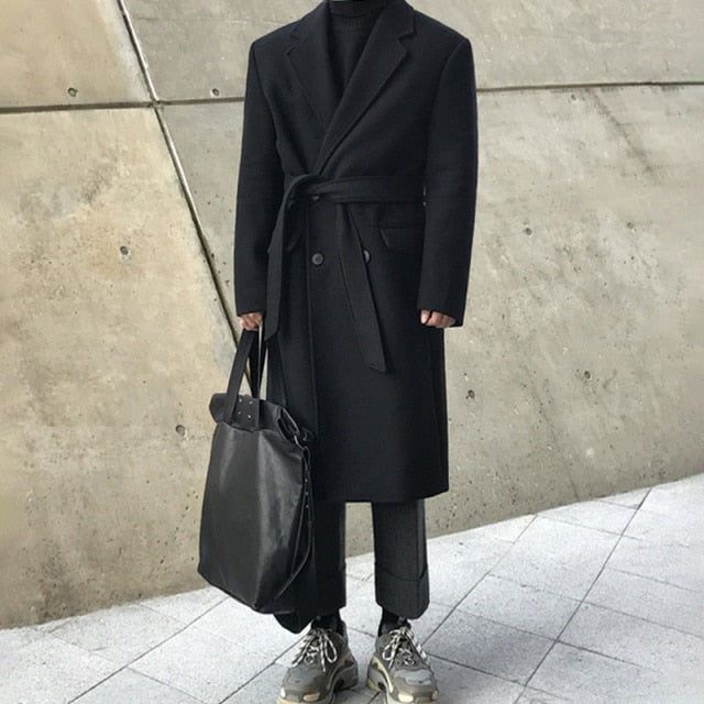 WOOLEN DOUBLE BREASTED TRENCH COAT - INTOHYPEZONE