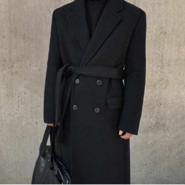 WOOLEN DOUBLE BREASTED TRENCH COAT - INTOHYPEZONE