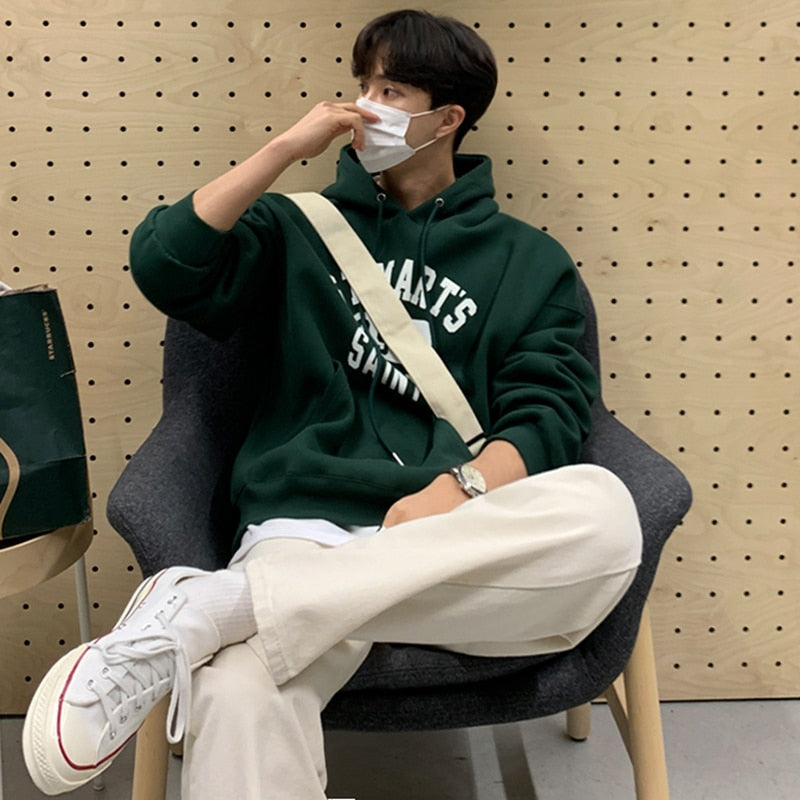GREEN LETTER PRINT HOODIE - INTOHYPEZONE