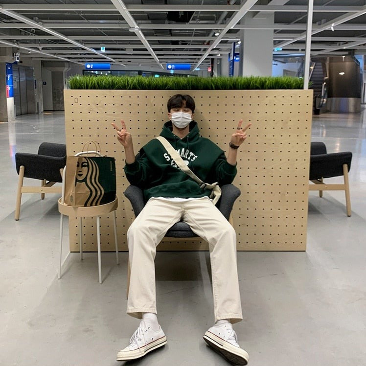 GREEN LETTER PRINT HOODIE - INTOHYPEZONE