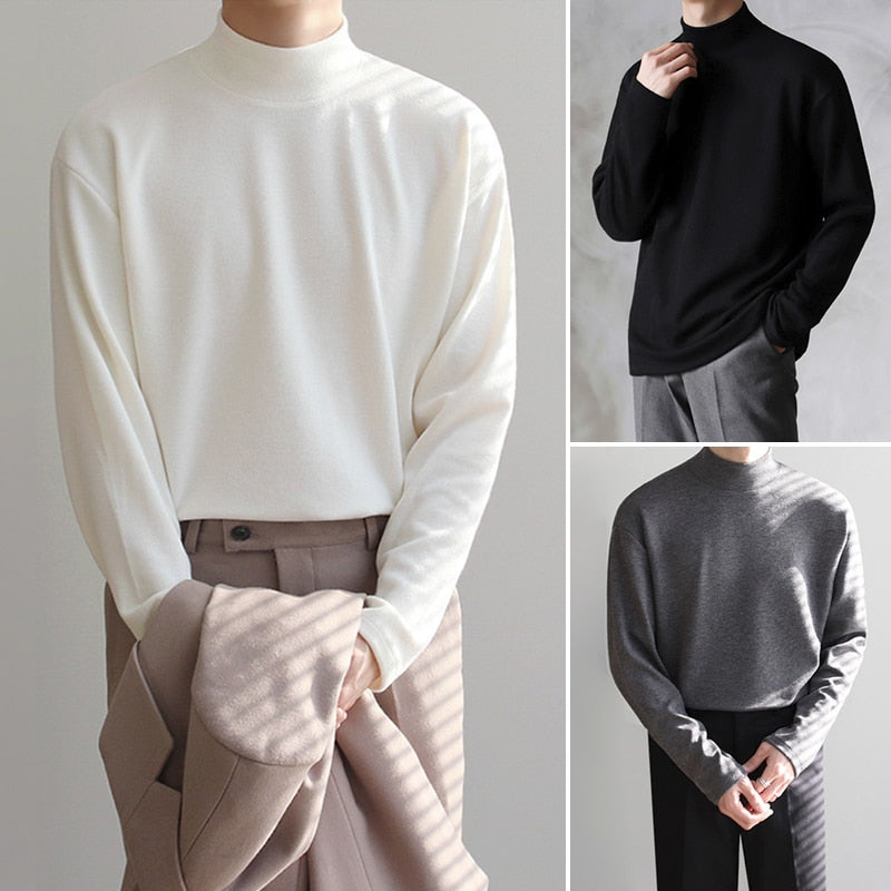 HALF NECK LONG SLEEVE TEE - INTOHYPEZONE