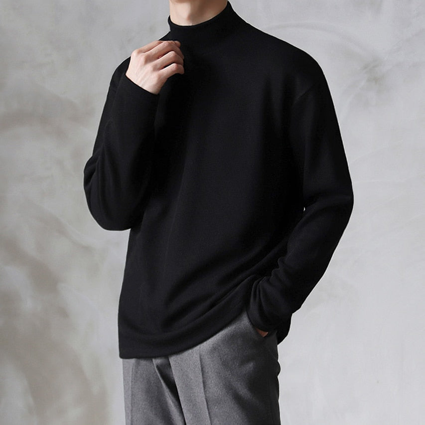 HALF NECK LONG SLEEVE TEE - INTOHYPEZONE