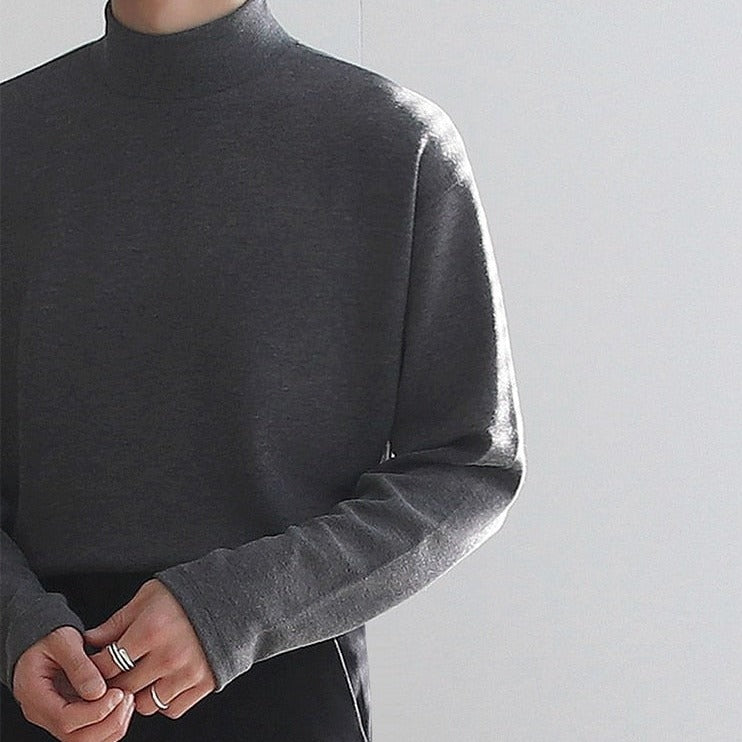 HALF NECK LONG SLEEVE TEE - INTOHYPEZONE