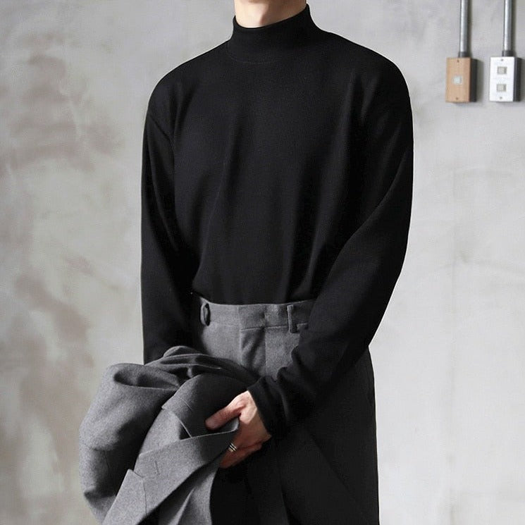 HALF NECK LONG SLEEVE TEE - INTOHYPEZONE