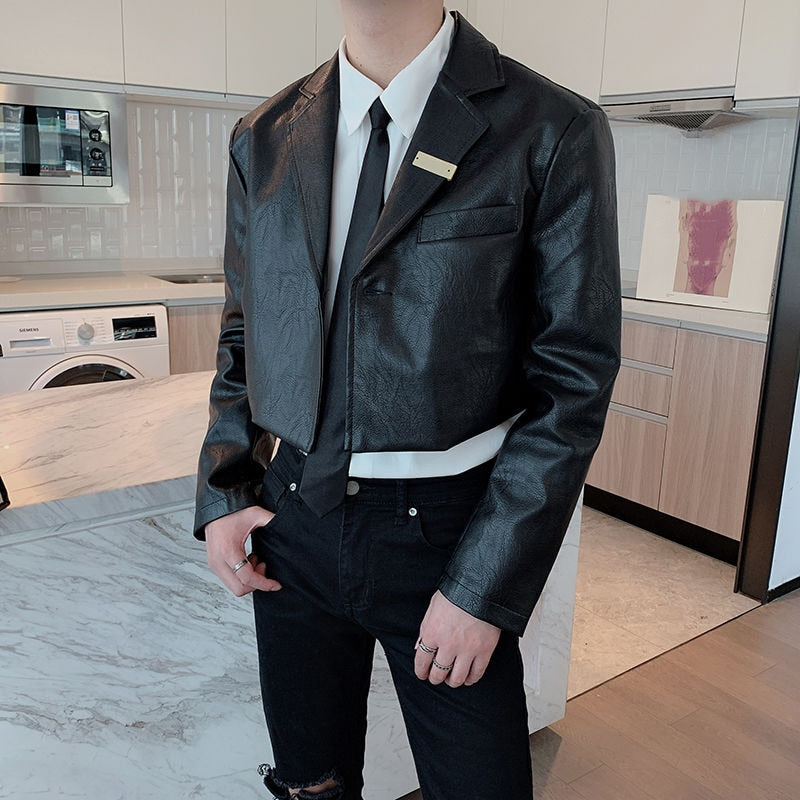 SHORT SUIT LEATHER JACKET - INTOHYPEZONE