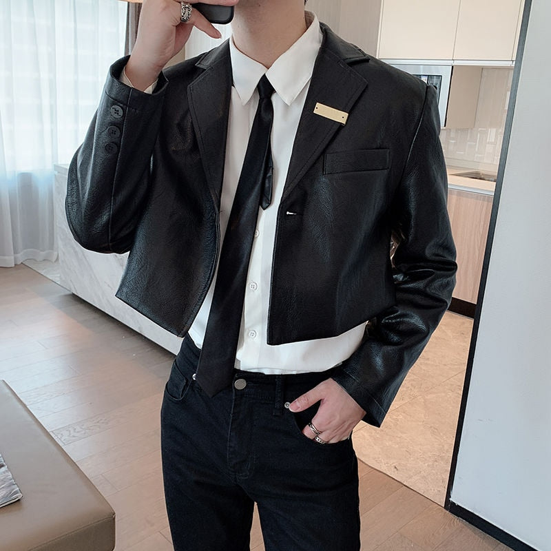SHORT SUIT LEATHER JACKET - INTOHYPEZONE