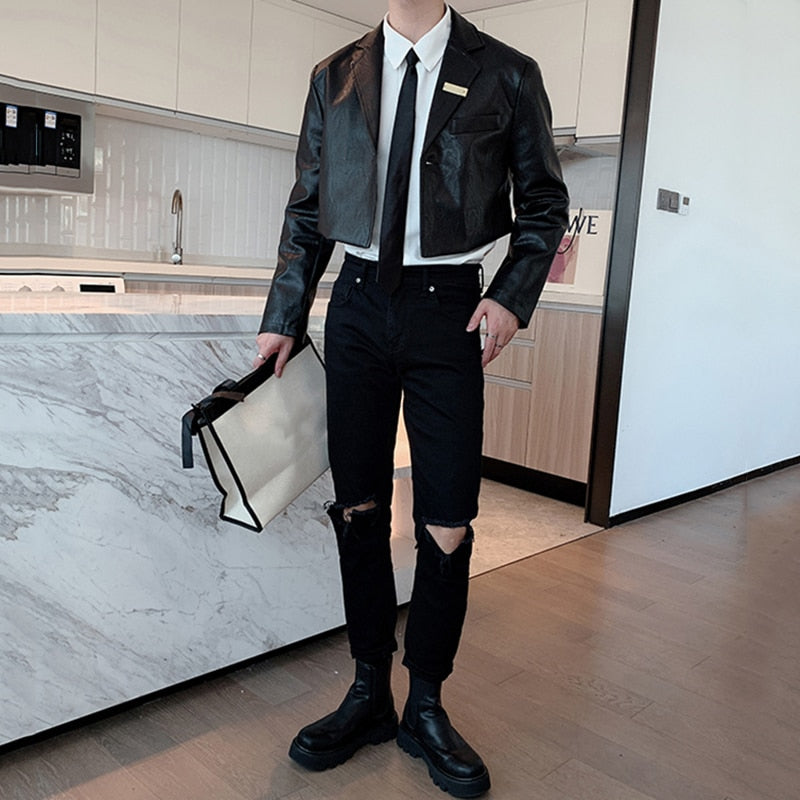 SHORT SUIT LEATHER JACKET - INTOHYPEZONE
