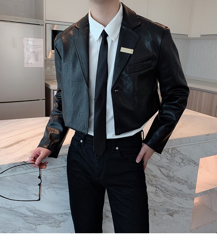SHORT SUIT LEATHER JACKET - INTOHYPEZONE