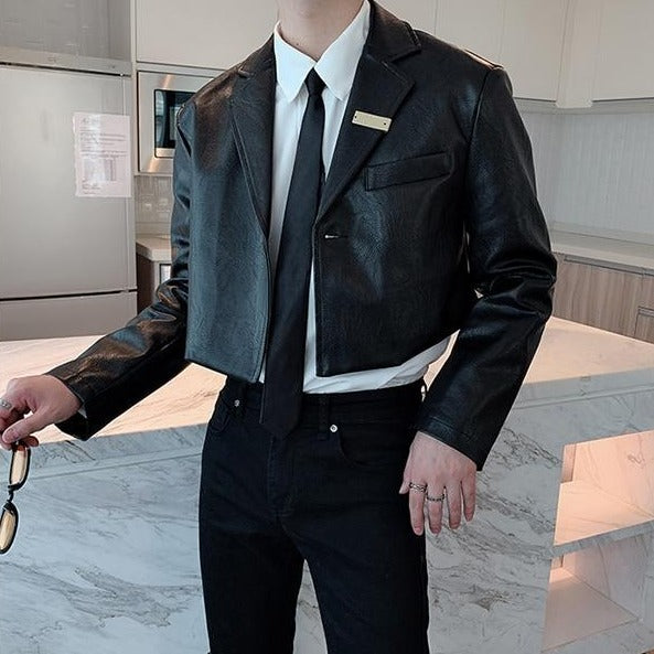 SHORT SUIT LEATHER JACKET - INTOHYPEZONE