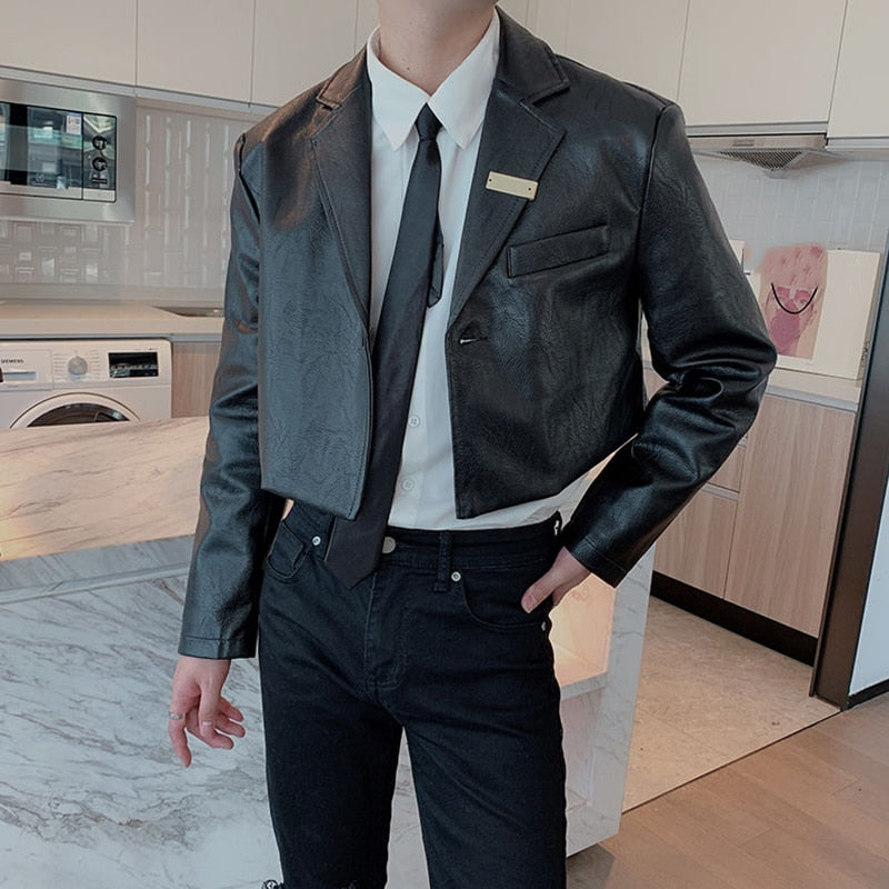 SHORT SUIT LEATHER JACKET - INTOHYPEZONE