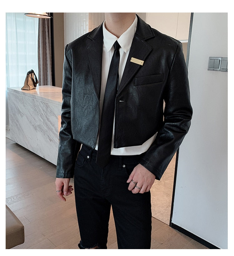 SHORT SUIT LEATHER JACKET - INTOHYPEZONE