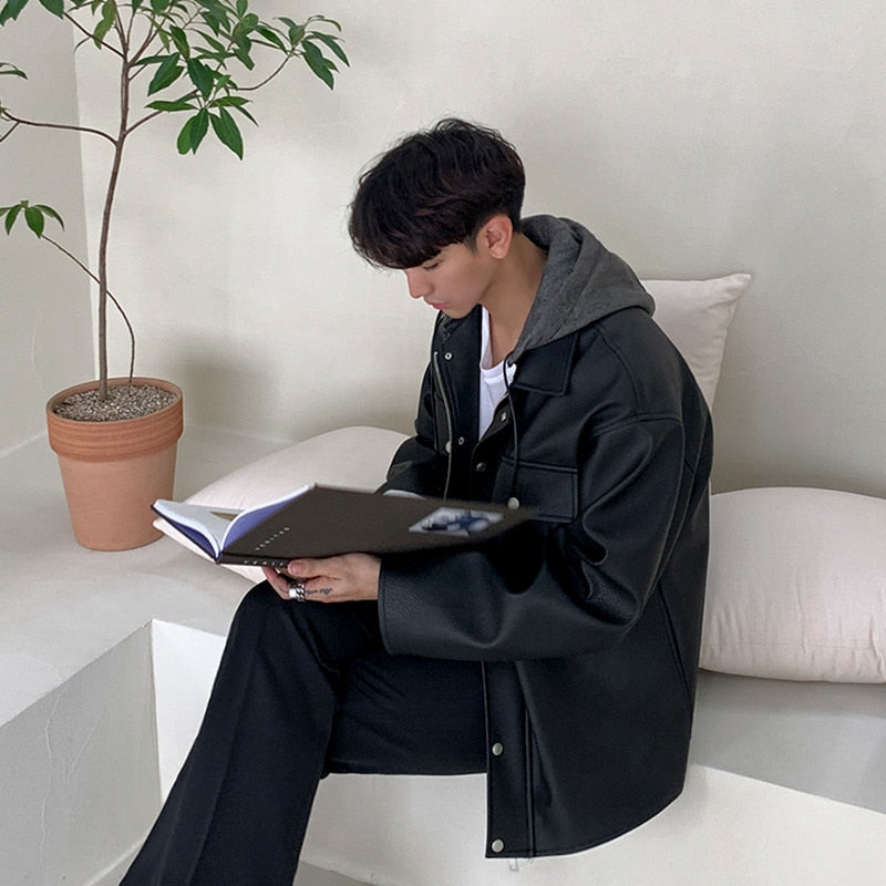 DETACHABLE HOODED LEATHER JACKET - INTOHYPEZONE
