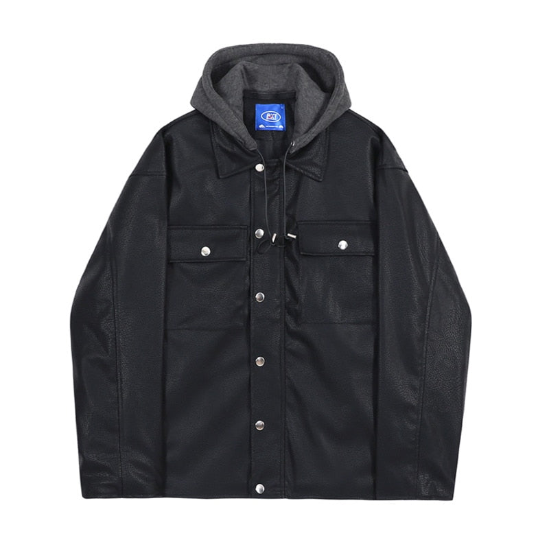 DETACHABLE HOODED LEATHER JACKET - INTOHYPEZONE