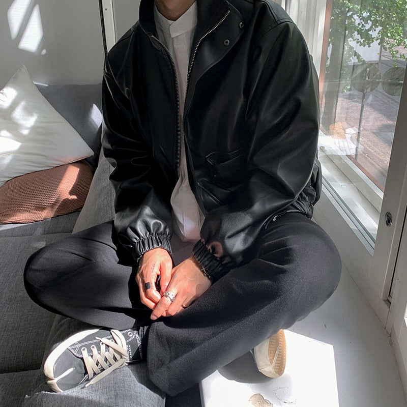 ZIP-UP LEATHER JACKET - INTOHYPEZONE