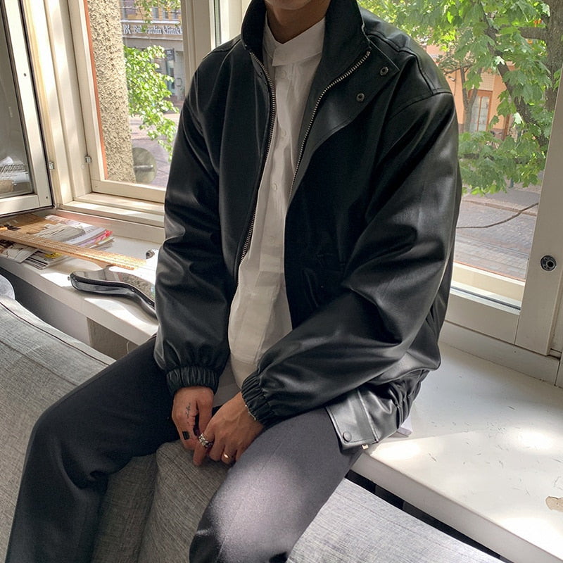 ZIP-UP LEATHER JACKET - INTOHYPEZONE