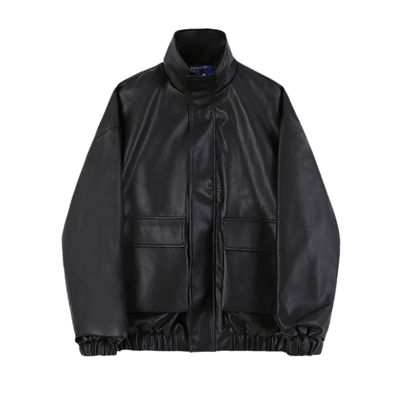 ZIP-UP LEATHER JACKET - INTOHYPEZONE