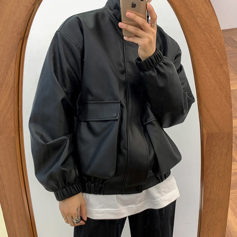 ZIP-UP LEATHER JACKET - INTOHYPEZONE