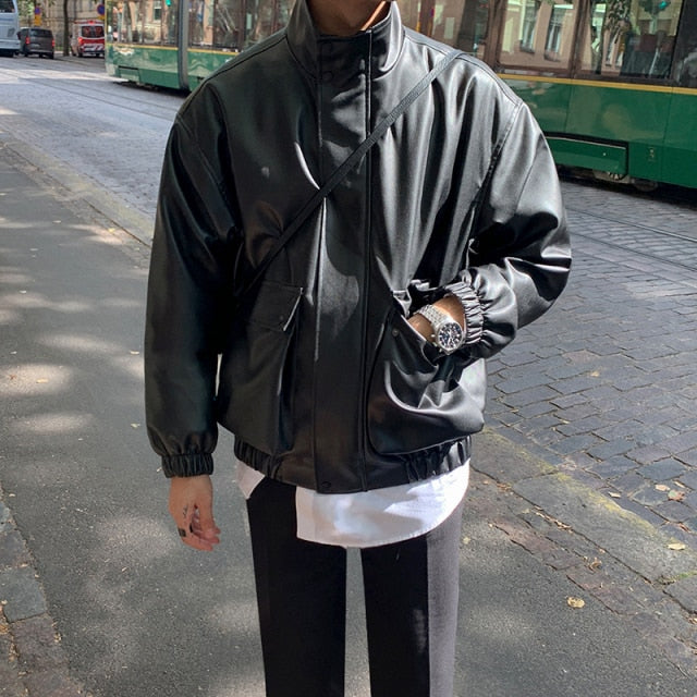 ZIP-UP LEATHER JACKET - INTOHYPEZONE