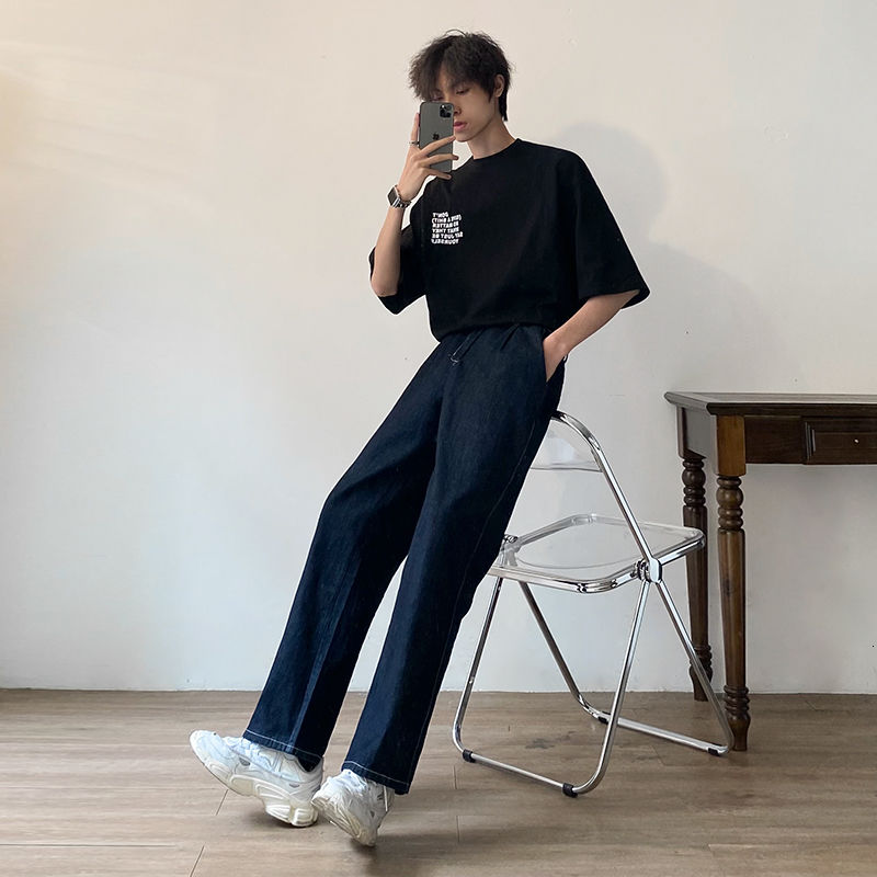 LOOSE STRAIGHT NAVY BLUE JEANS - INTOHYPEZONE