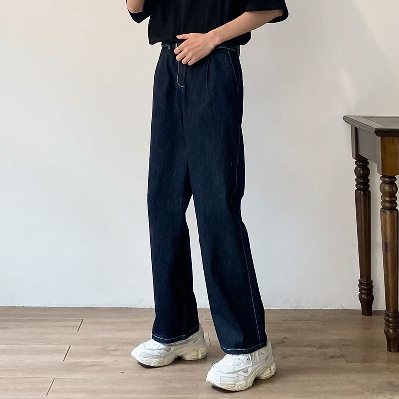 LOOSE STRAIGHT NAVY BLUE JEANS - INTOHYPEZONE