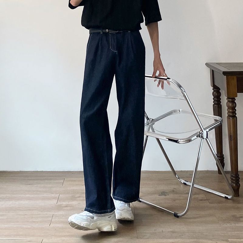 LOOSE STRAIGHT NAVY BLUE JEANS - INTOHYPEZONE