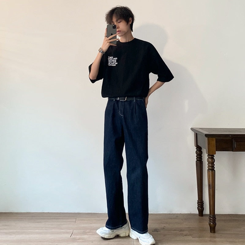 LOOSE STRAIGHT NAVY BLUE JEANS - INTOHYPEZONE