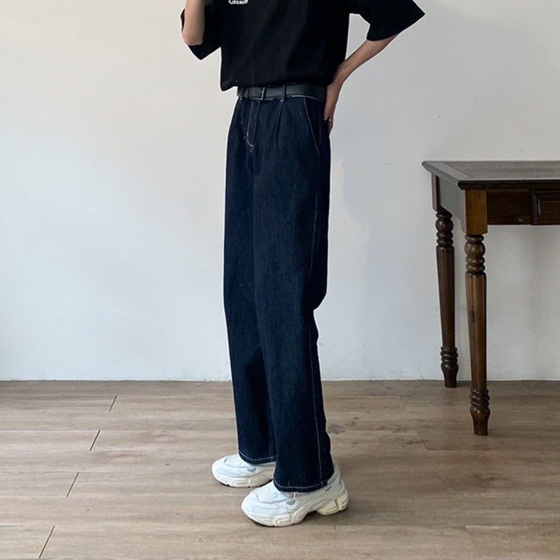 LOOSE STRAIGHT NAVY BLUE JEANS - INTOHYPEZONE