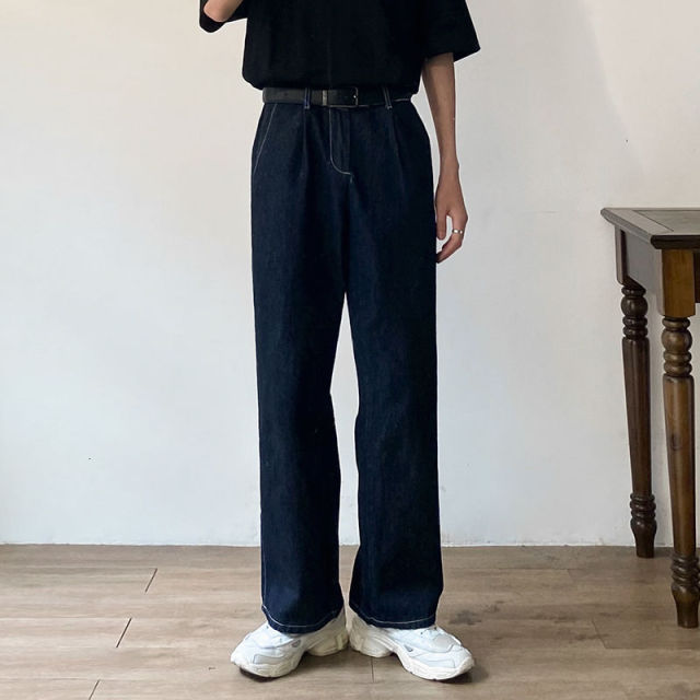 LOOSE STRAIGHT NAVY BLUE JEANS - INTOHYPEZONE