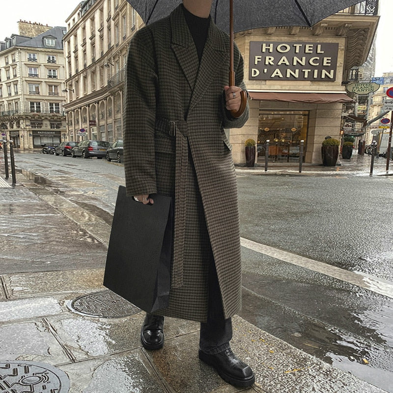 WOOLEN PLAID TRENCH COAT - INTOHYPEZONE