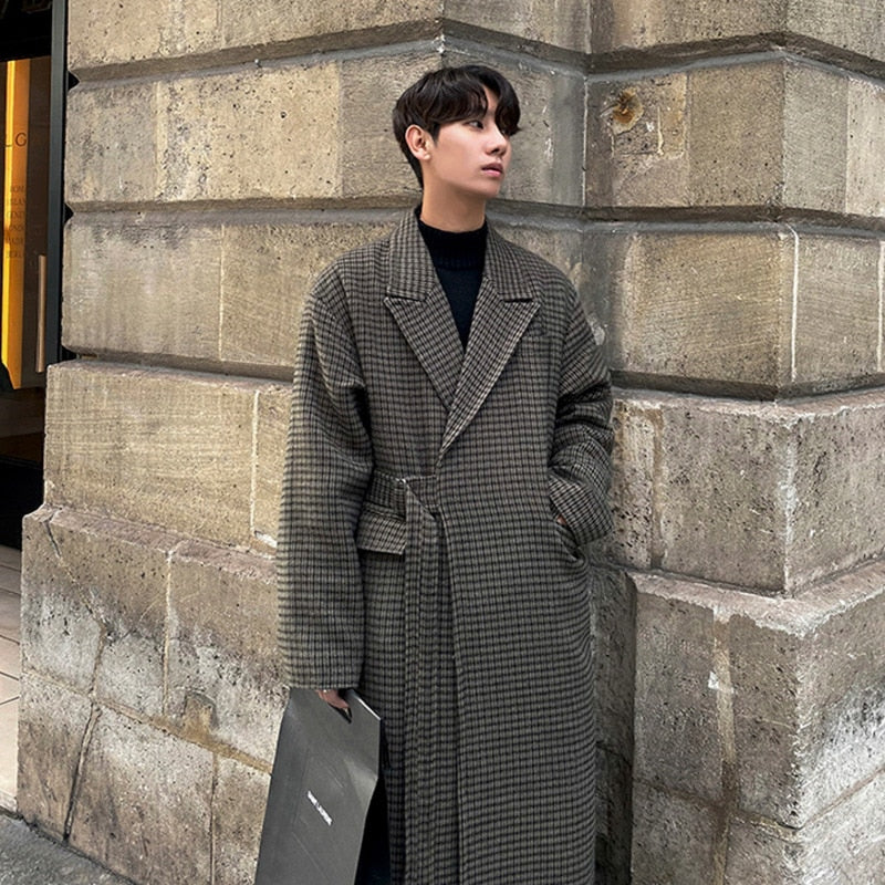 WOOLEN PLAID TRENCH COAT - INTOHYPEZONE