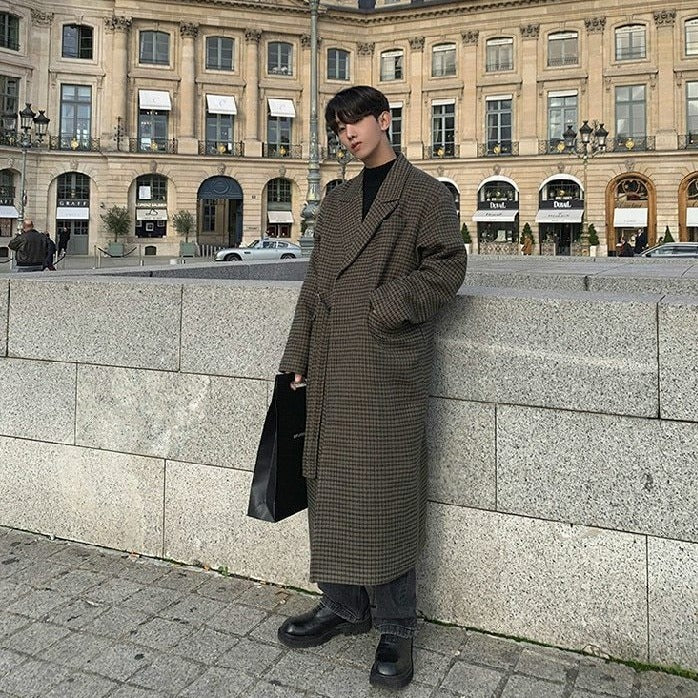 WOOLEN PLAID TRENCH COAT - INTOHYPEZONE