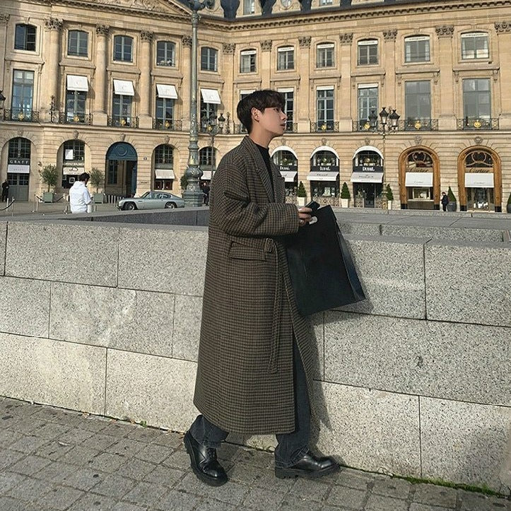 WOOLEN PLAID TRENCH COAT - INTOHYPEZONE
