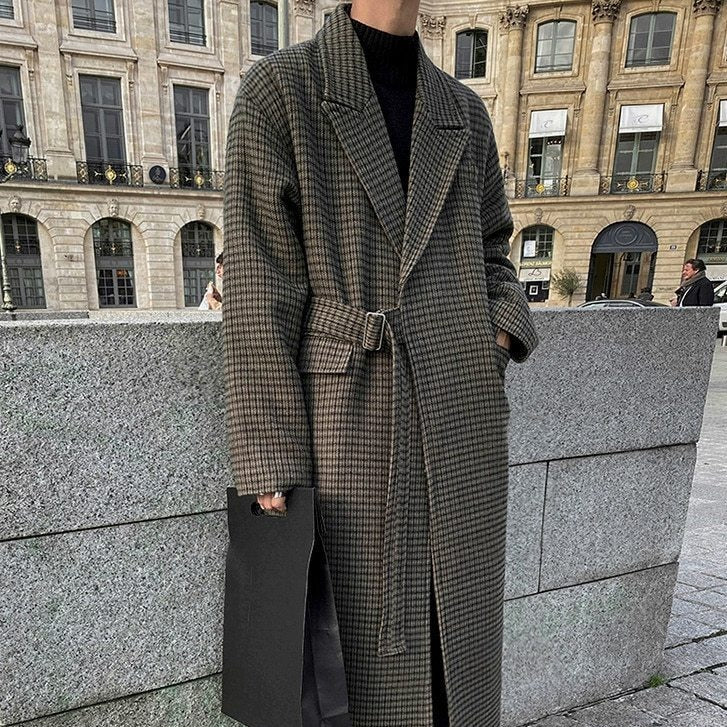 WOOLEN PLAID TRENCH COAT - INTOHYPEZONE