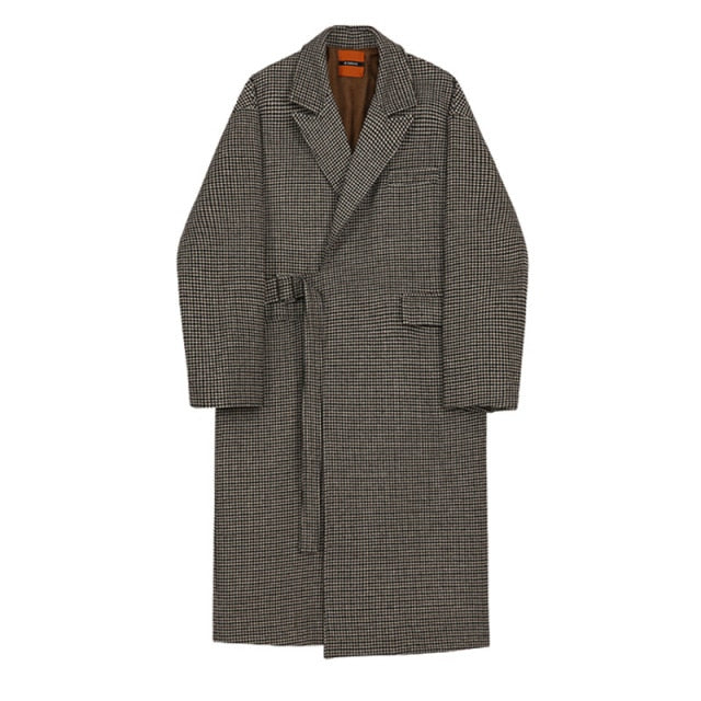 WOOLEN PLAID TRENCH COAT - INTOHYPEZONE